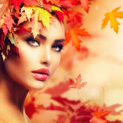 Autumn Woman Portrait. Beauty Fashion Model Girl